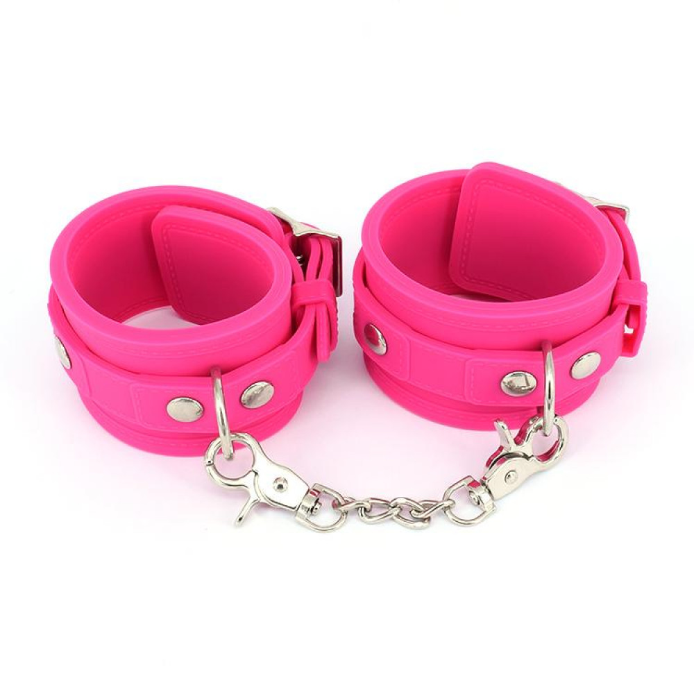 БДСМ игрушки - Силиконовые наручники Silicone hand cuff pink 6