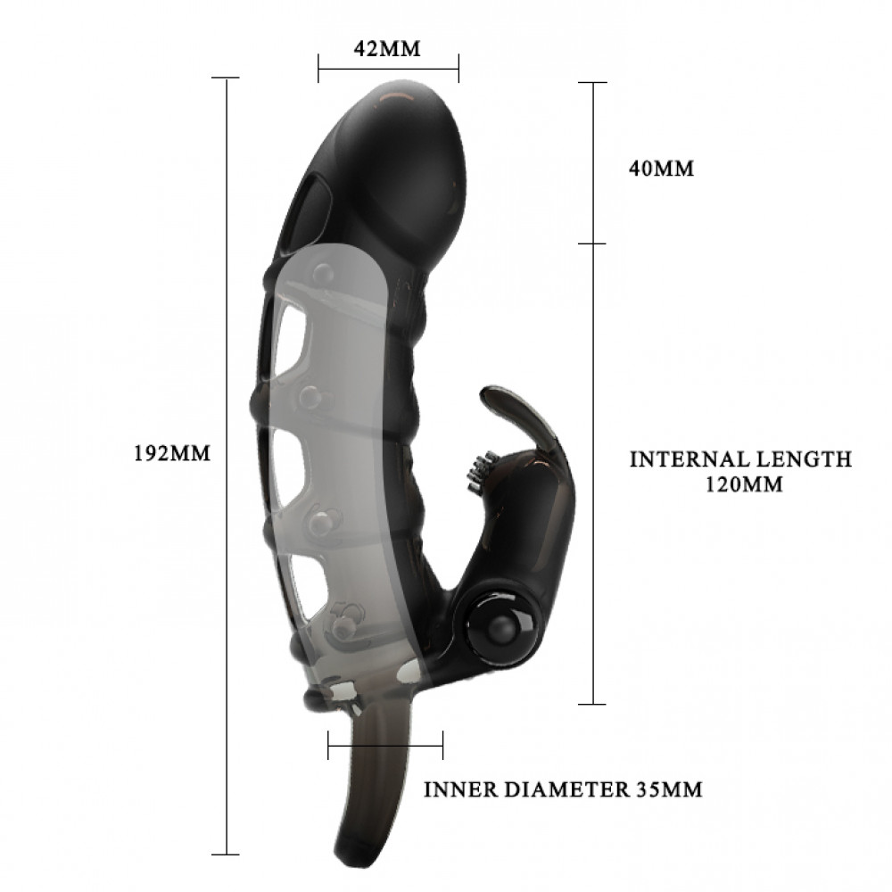 Эрекционные кольца и насадки на член - Удлиняющая насадка с вибростимуляцией PRETTY LOVE - Cuper PENIS SLEEVE, BI-026239 4