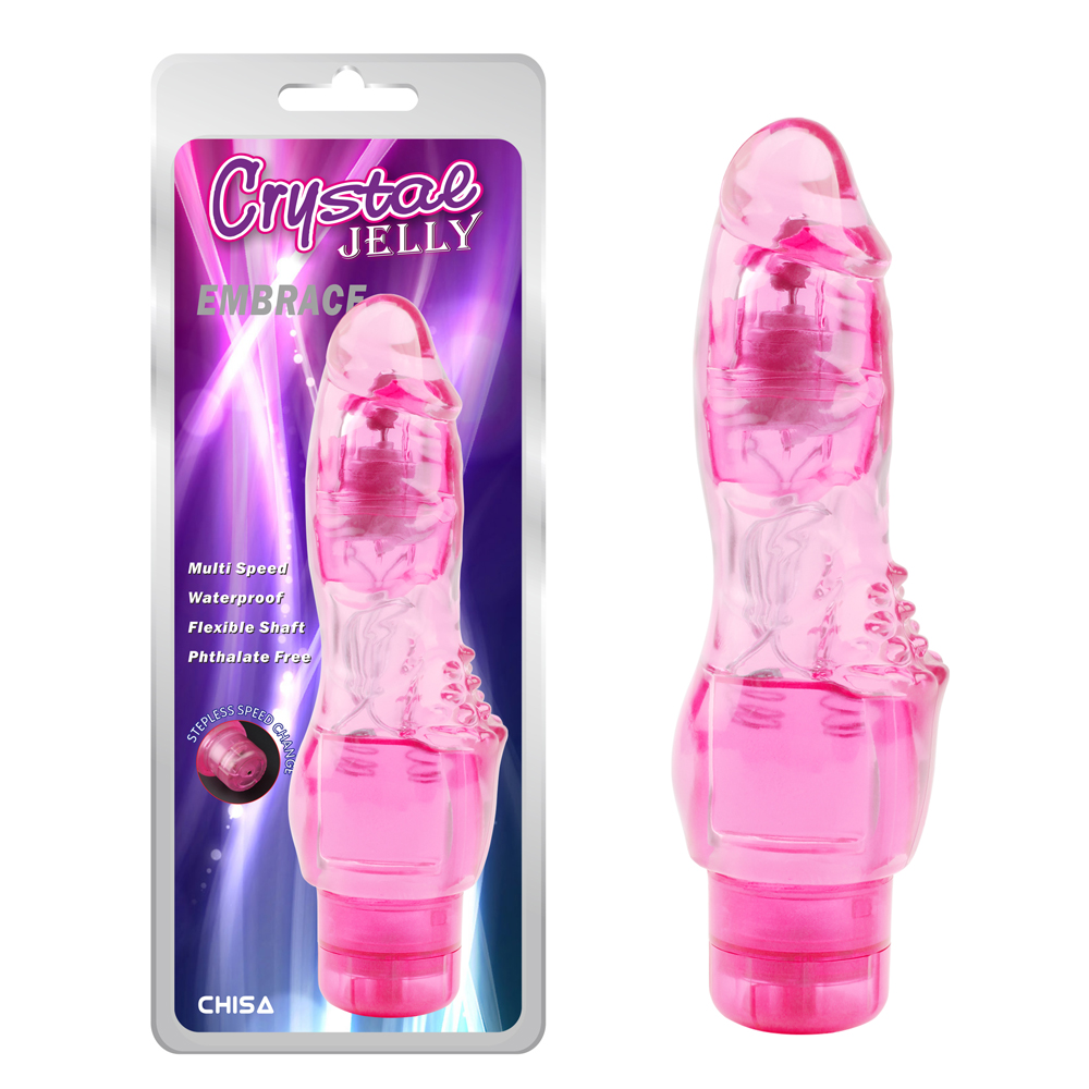 - Вибратор Chisa Crystal Jelly Embrace с рельефом в области клитора для дополнительной стимуляции