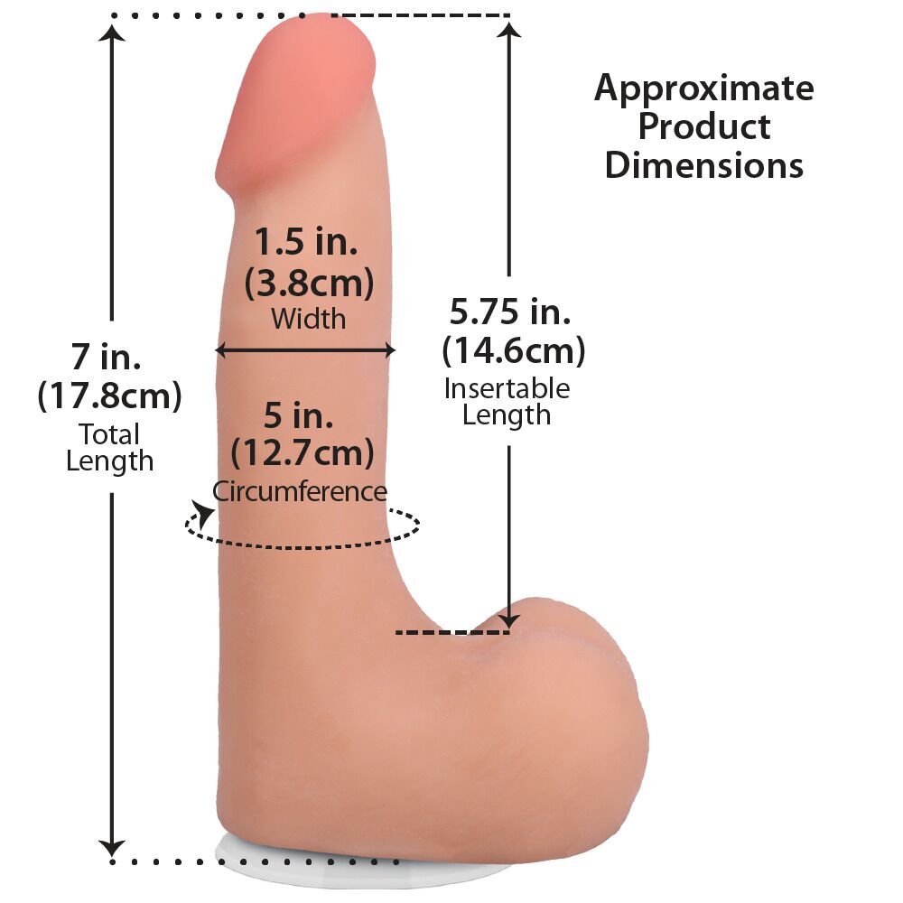 Секс іграшки - Фалоімітатор Doc Johnson The Realistic Cock ULTRASKYN 7 Inch with Balls Vanilla (м'яте паковання!!!) 5
