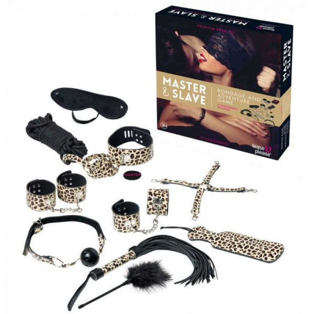 Подарочные наборы - Набор БДСМ 10 предметов Master & Slave, Leopard