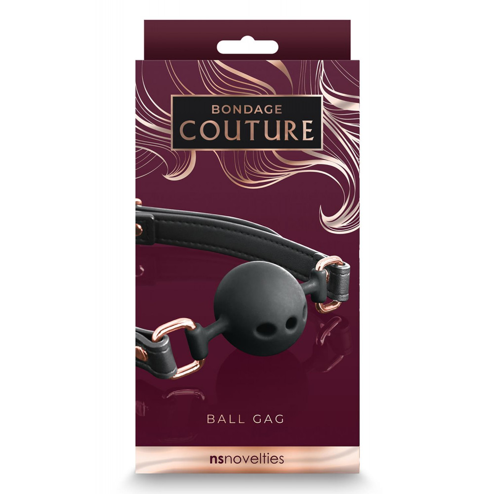 БДСМ игрушки - Кляп NS Novelties BONDAGE COUTURE BALL GAG BLACK 1