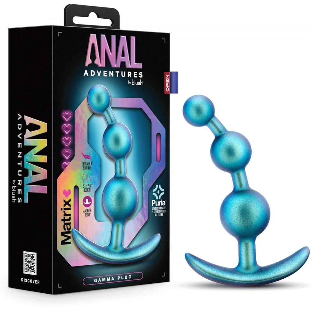 Анальные игрушки без вибрации - Анальная елочка Blush Anal Adventures голубая, 13.3 х 3.2 см