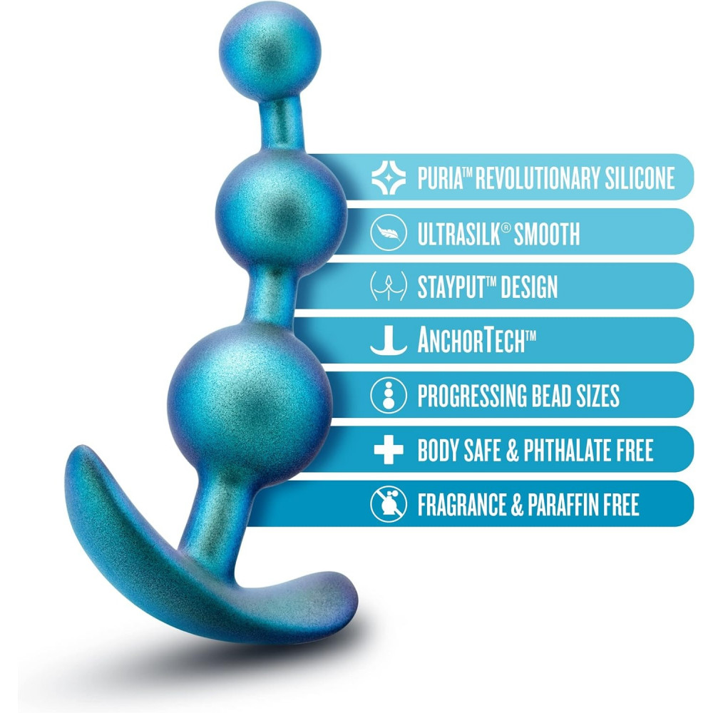 Анальные игрушки без вибрации - Анальная елочка Blush Anal Adventures голубая, 13.3 х 3.2 см 7