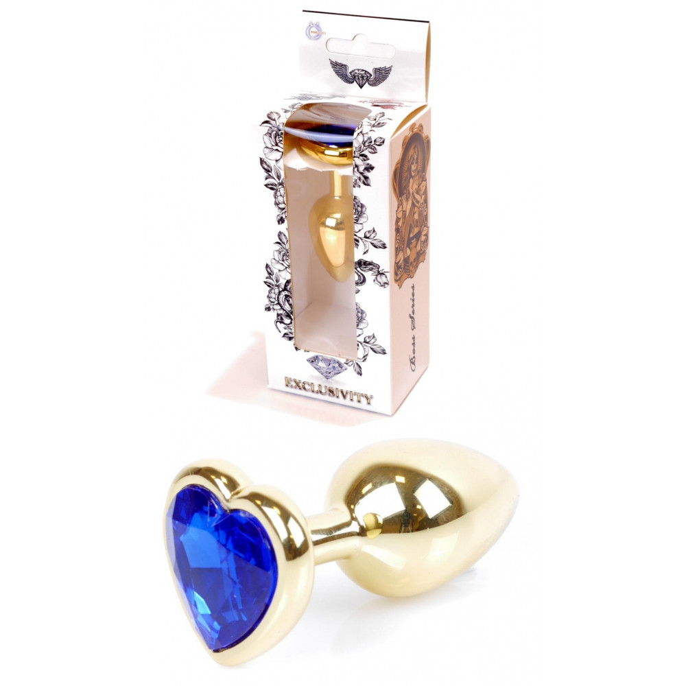 Анальные игрушки - Анальная пробка Boss Series - Jewellery Gold Heart PLUG Dark Blue S, BS6400041