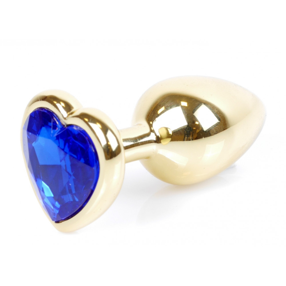 Анальные игрушки - Анальная пробка Boss Series - Jewellery Gold Heart PLUG Dark Blue S, BS6400041 3