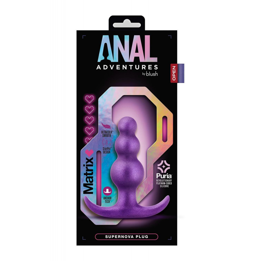 Анальные игрушки без вибрации - Анальная пробка, фиолетовая ANAL ADVENTURES MATRIX SUPERNOVA PLUG 4