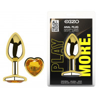 Анальна пробка з кристалом EGZO - Gold Heart Plug Yellow size S