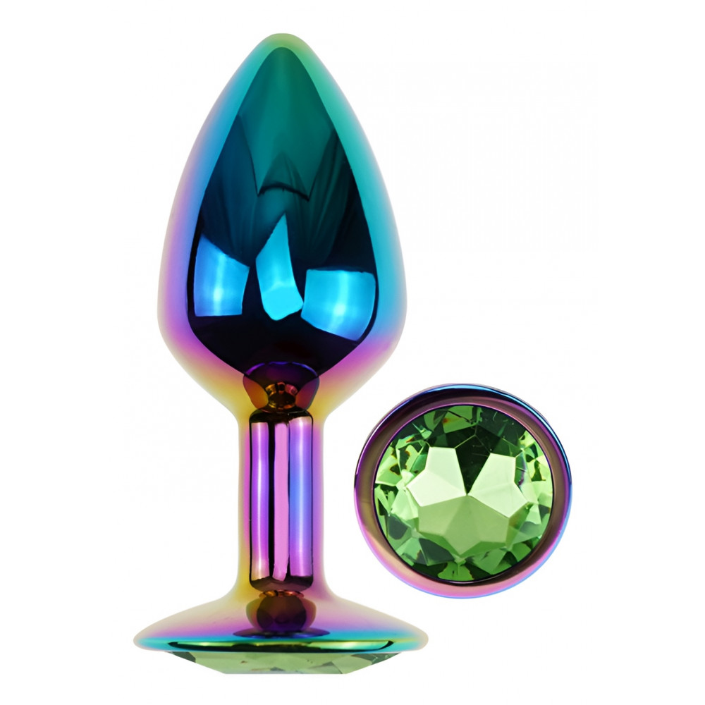 Анальные игрушки без вибрации - Анальная пробка с кристаллом EGZO - Multicolor Round Plug Green size S 4