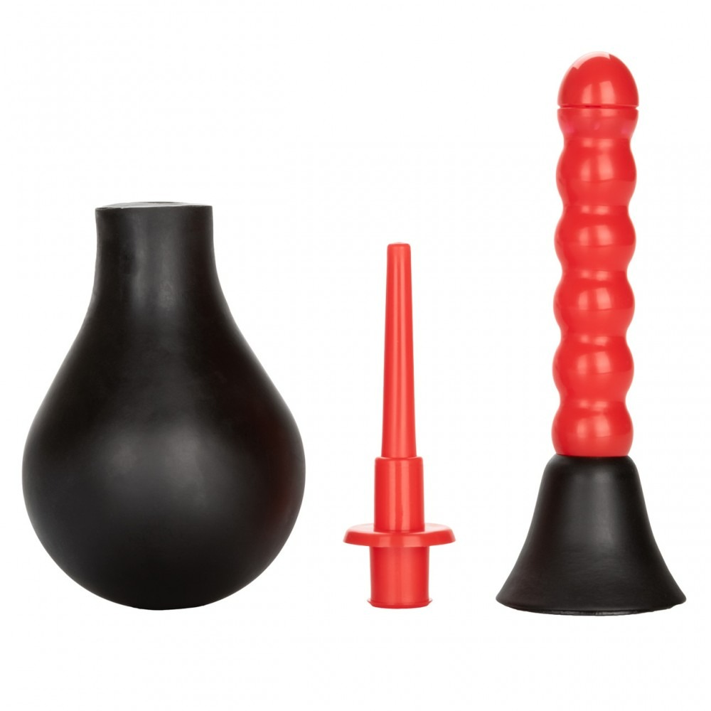 Секс игрушки - Анальный душ с насадкой елочкой CalExotics красно-черный, 10.2 х 2 см 3
