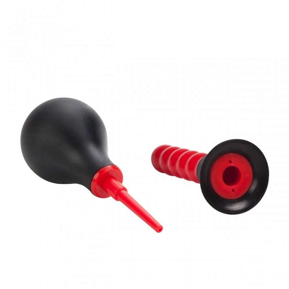 Секс игрушки - Анальный душ с насадкой елочкой CalExotics красно-черный, 10.2 х 2 см 2