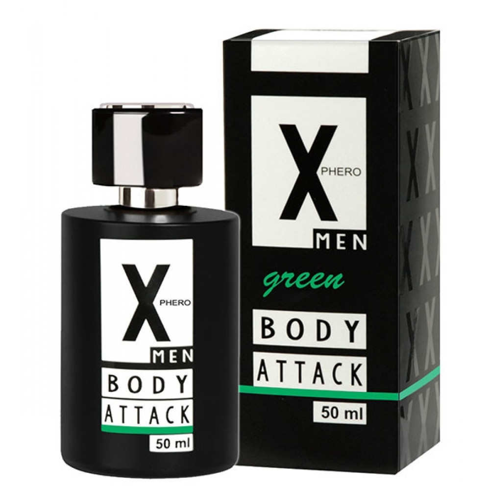 - Духи с феромонами для мужчин X phero Men Green Body Attack, 50 ml
