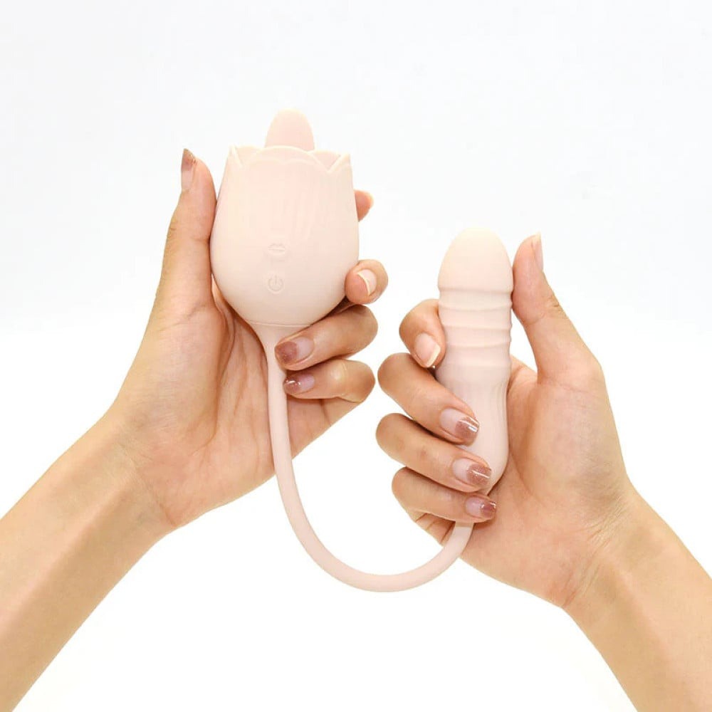 Різне - Подвійний вібратор трояндочка з ротацією 10 режимів Sweet Em Velvet Lure, жовтий 4