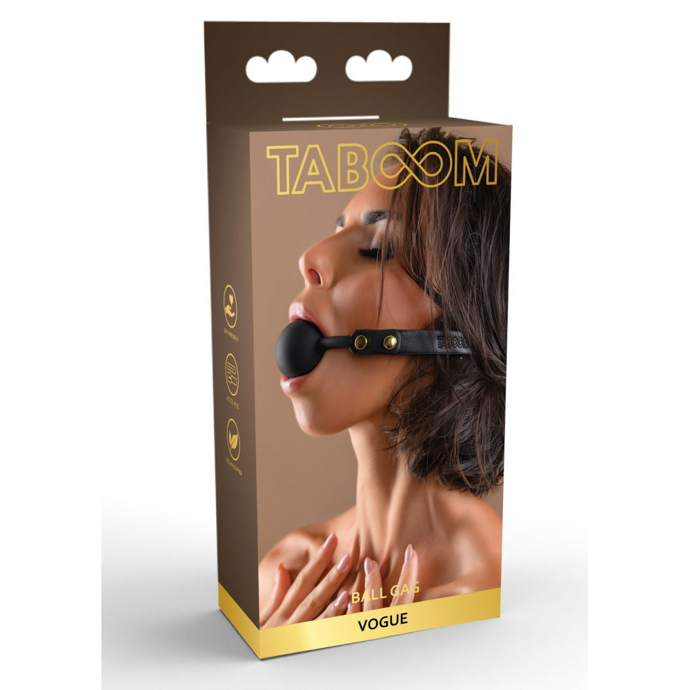 БДСМ игрушки - Кляп-шарик c золотой фурнитурой Taboom Ball Gag, черный 5