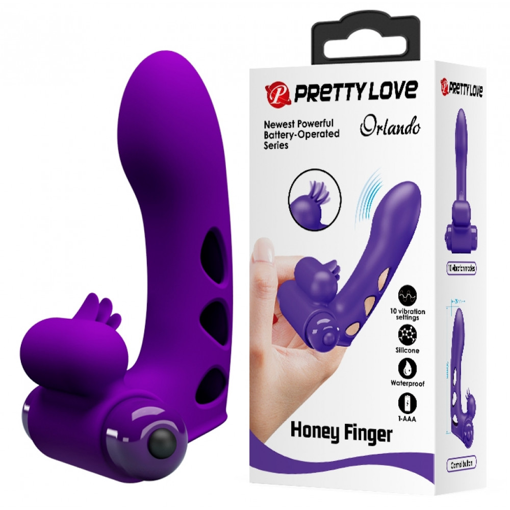  - Клиторальный стимулятор на палец Pretty Love - Orlando Finger Violet, BI-014836-1