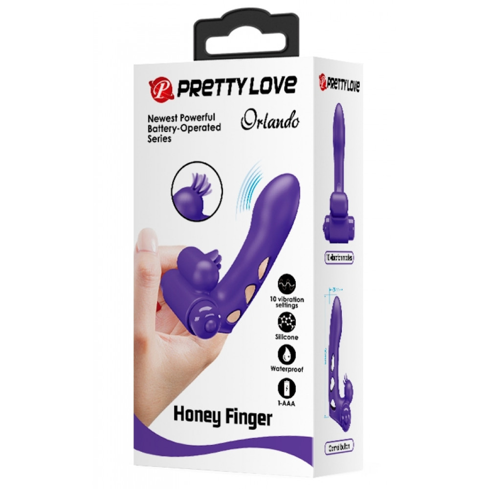  - Клиторальный стимулятор на палец Pretty Love - Orlando Finger Violet, BI-014836-1 10
