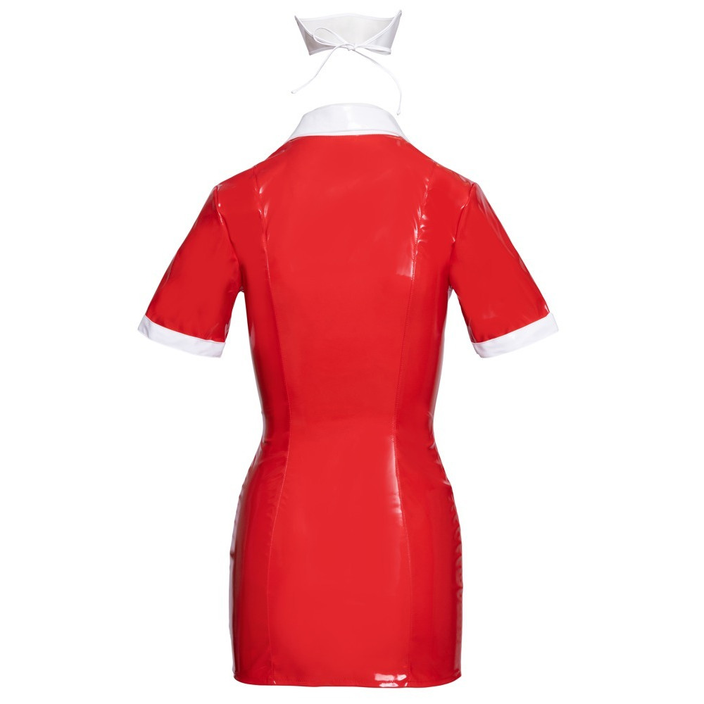 Эротические костюмы - Костюм медсестры красный Black Level Vinyl Nurse red XL 2