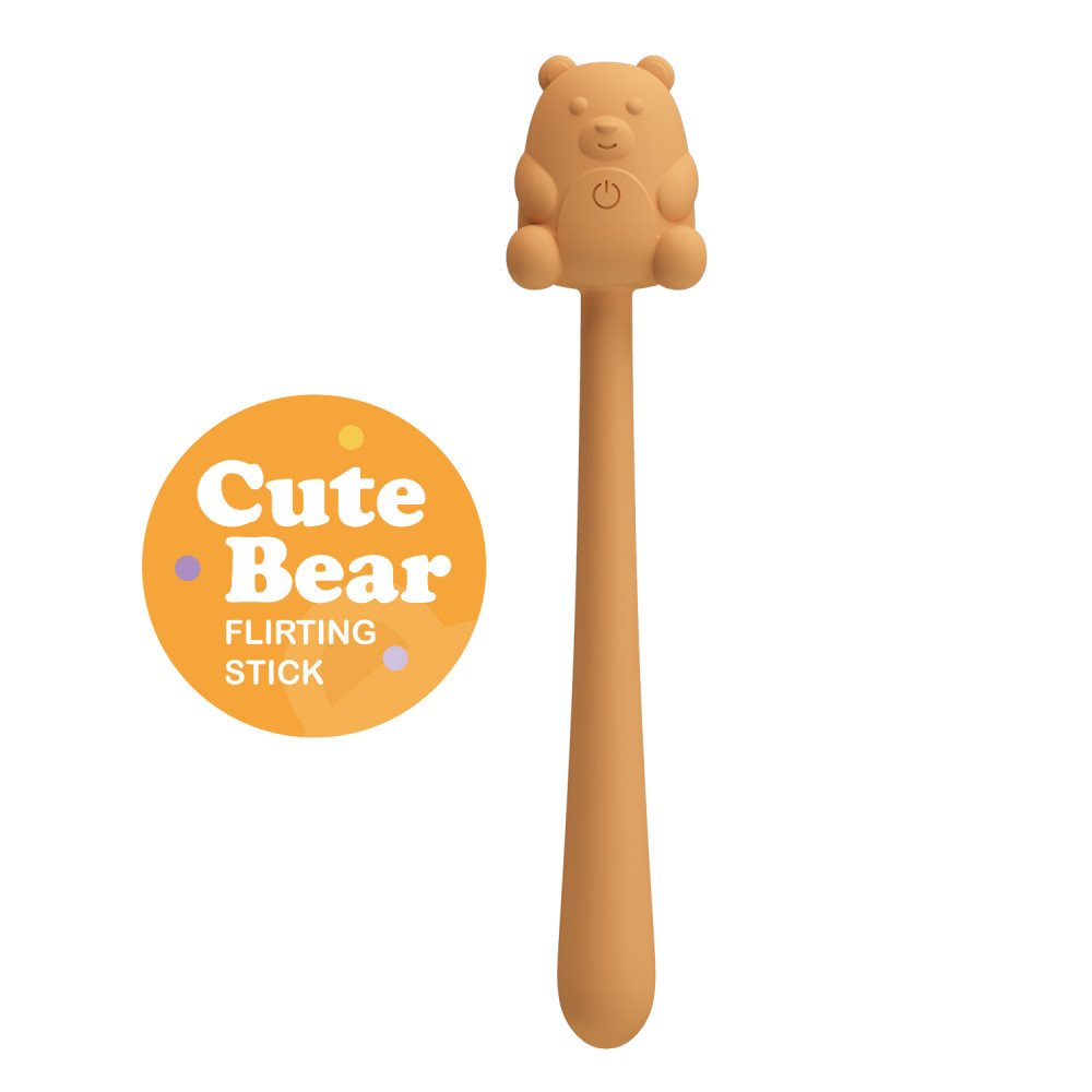 Вібропулі та міні-вібратори - Міні-вібратор на паличці PRETTY LOVE Cute Bear гнучкий, жовтий, 13.3 х 1.2 см 2