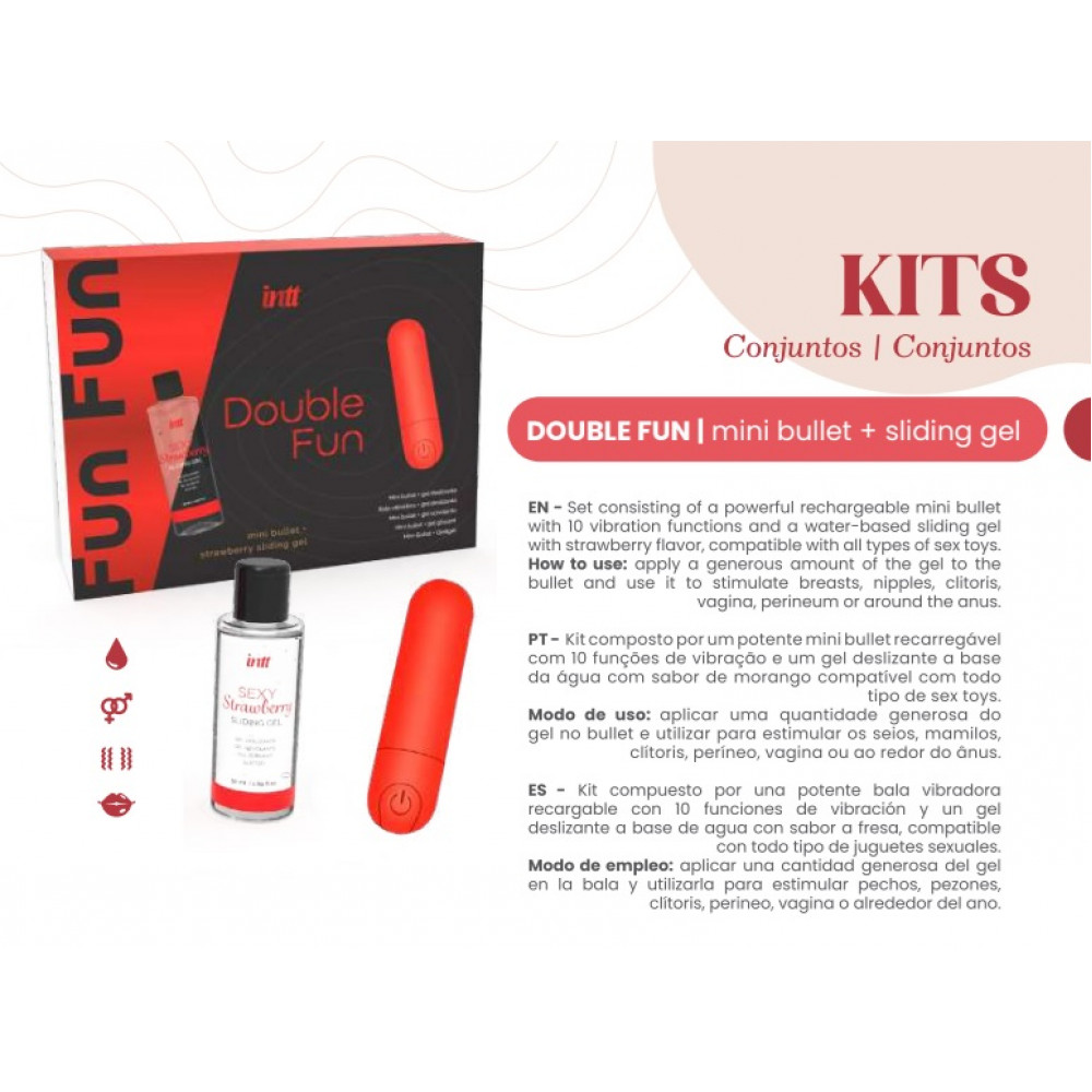 Різне - Набір для прилюдій INTT Double Fun червона віброкуля та лубрикант 3