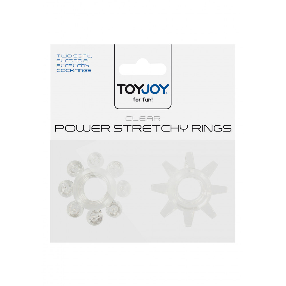 Разное - Набор из 2 шт колец на пенис Toy Joy - Power stretchy Rings Clear, 10459-CLEAR