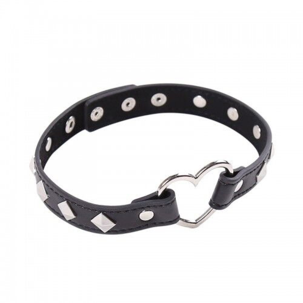 БДСМ игрушки - Ошейник DS Fetish Collar with heart black metal 3