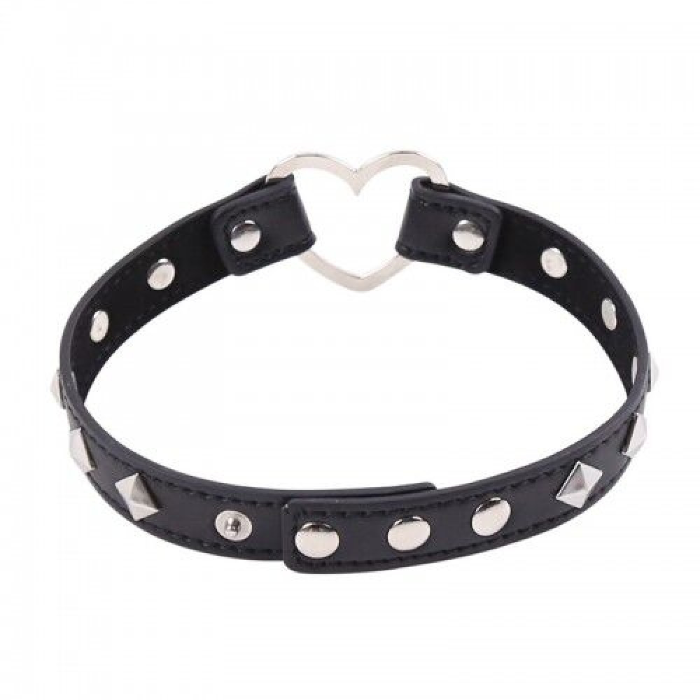 БДСМ игрушки - Ошейник DS Fetish Collar with heart black metal 1