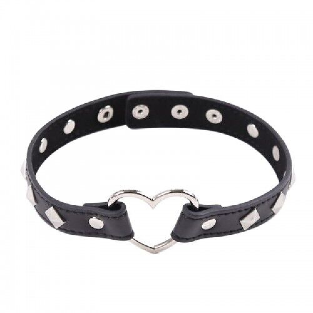 БДСМ игрушки - Ошейник DS Fetish Collar with heart black metal