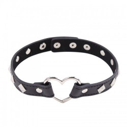 Ошейник DS Fetish Collar with heart black metal