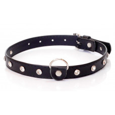 Нашийник зі штучної шкіри з кристалами Fetish Boss Series - Collar Silver Crystal, BS3300117