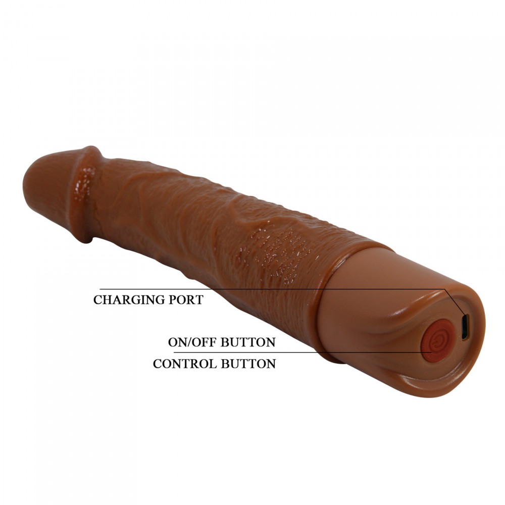  - Реалістичний вібратор, що перезаряджається Pretty Love - Osric Realistic Vibrating Dildo Brown, BW-500081-1 8