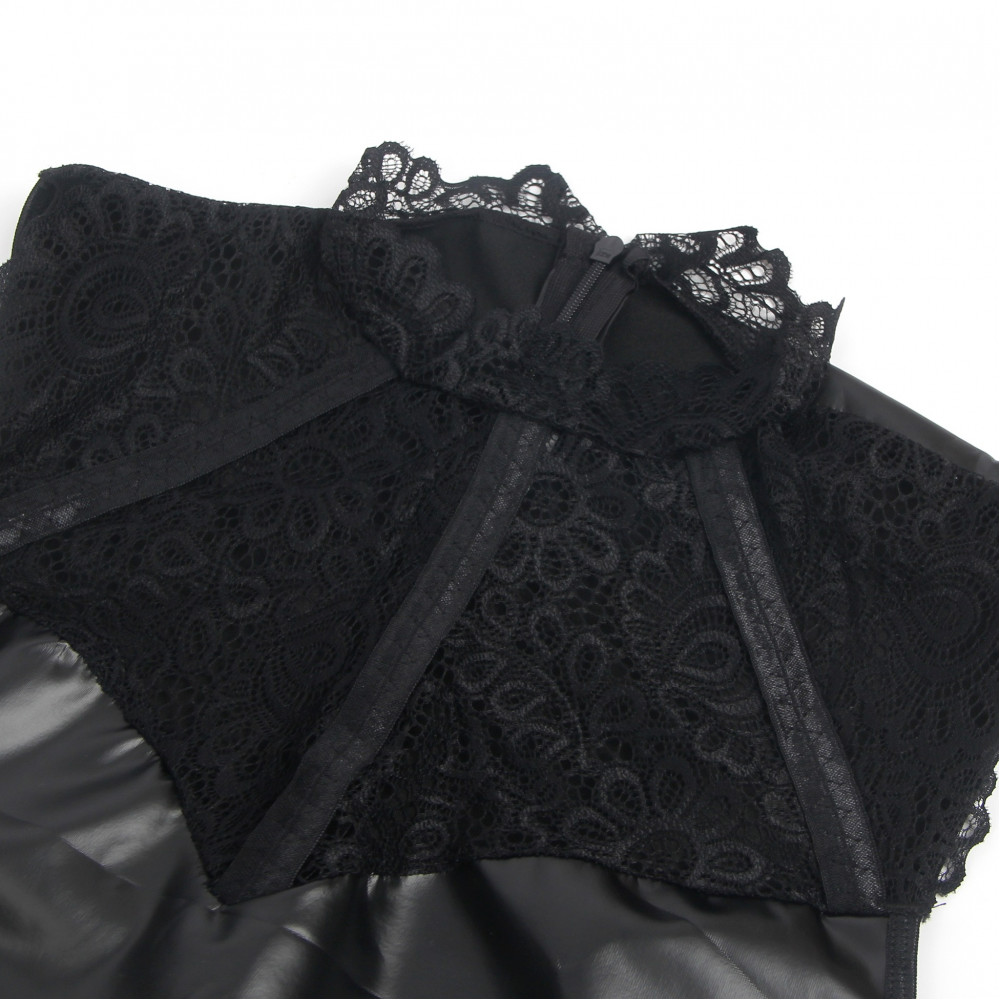 Різне - Сукня з мереживом Star Night з імітацією вінілу, чорна, S 4