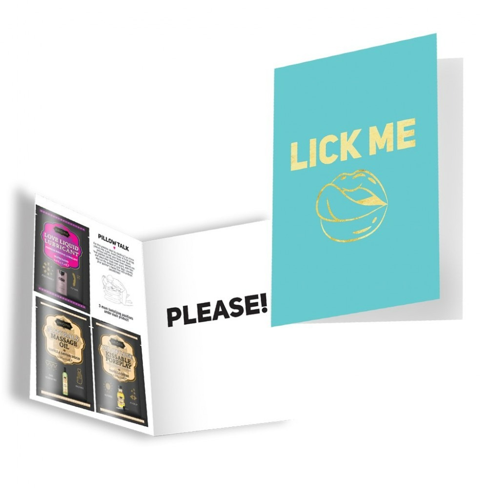Лубриканты - Подарочная открытка с набором Сашетов и Конверт Kama Sutra Lick Me Please