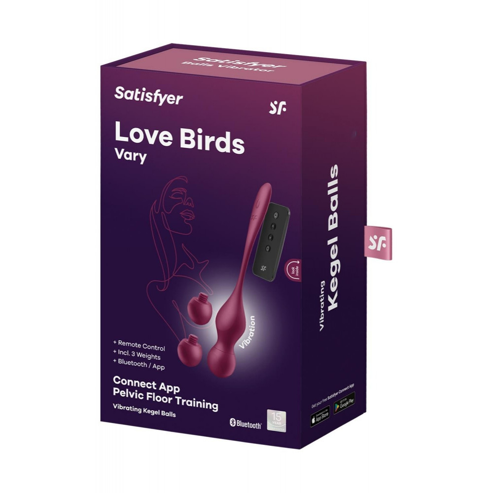 Разное - Шарики Кегеля с вибрацией Satisfyer Love Birds Vary и сменными грузами, бордовые 6