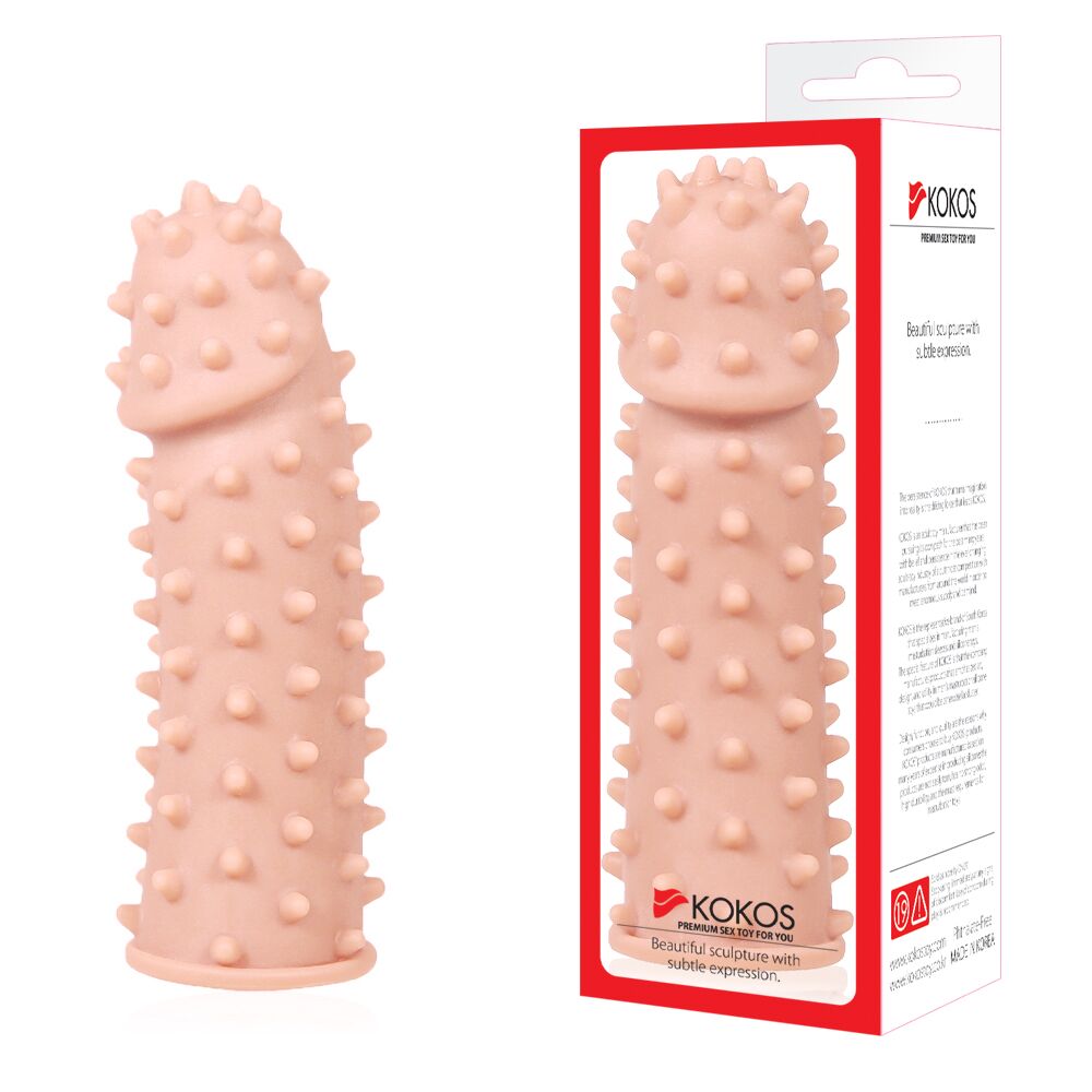 Эрекционные кольца без вибрации - Насадка на член Kokos Extreme Sleeve ES.03 размер M, утолщающая, стимулирующий рельеф 3