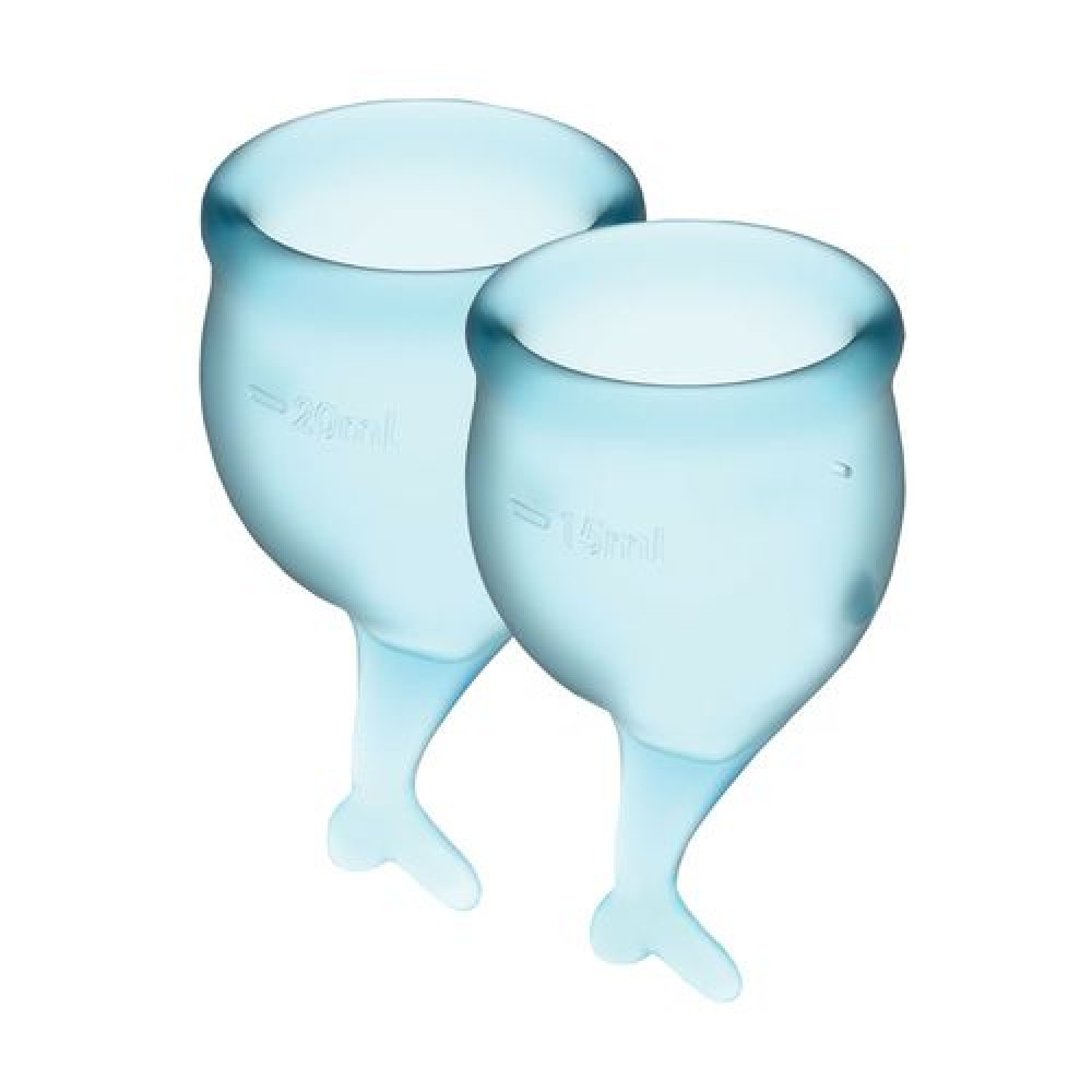 Менструальні чаші - Набір менструальних чаш Satisfyer Feel Secure (light blue), 15мл і 20мл, мішечок для зберігання