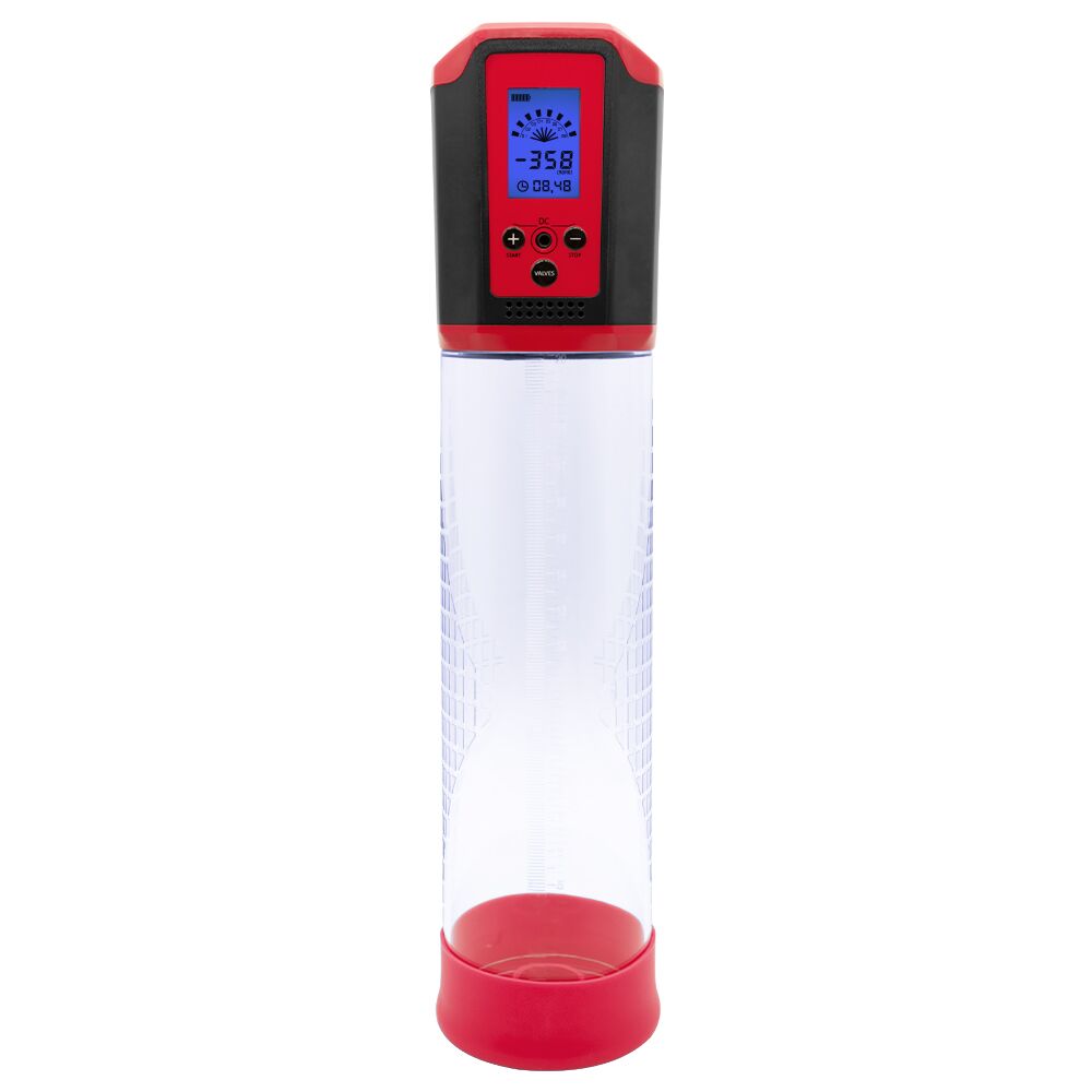  - Автоматическая вакуумная помпа Men Powerup Passion Pump Red, LED-табло, перезаряжаемая, 8 режимов