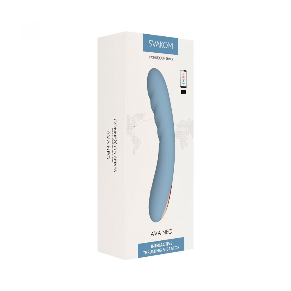 Классический вибратор - Смарт-вибратор с пульсацией Svakom Ava Neo Cornflower Blue, 15 режимов работы, водонепроницаемый 9