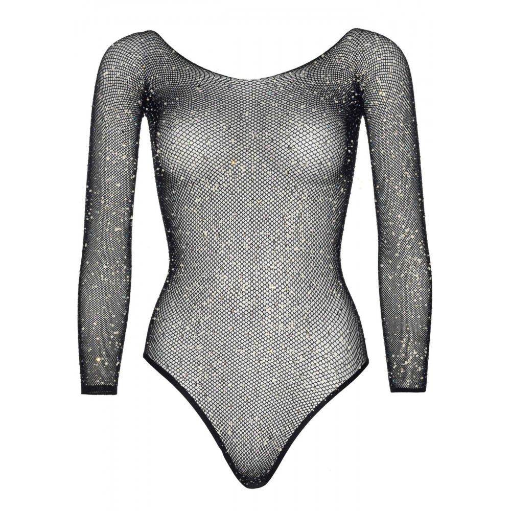 Эротическое боди - Боди Leg Avenue Crystalized fishnet bodysuit Black One Size 3