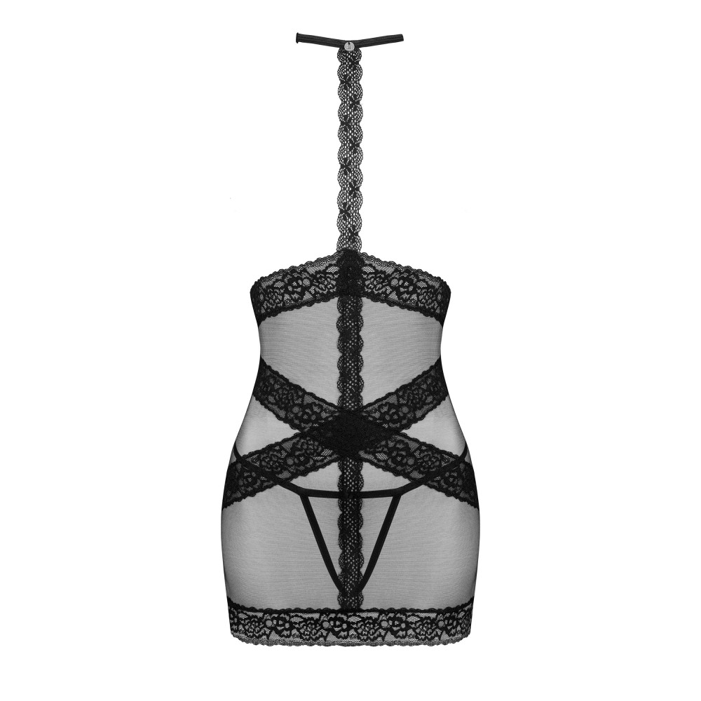 Разное - Сорочка с открытой грудью, стринги в комплекте Obsessive Lacrisia черный, XS/S 2