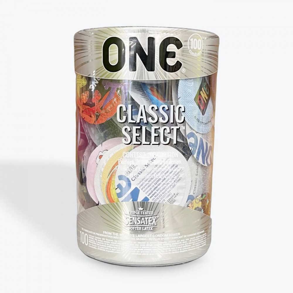 Презервативы - Набор презервативов ONE Classic Select - Contest Collection 100 шт, мегапак тюб