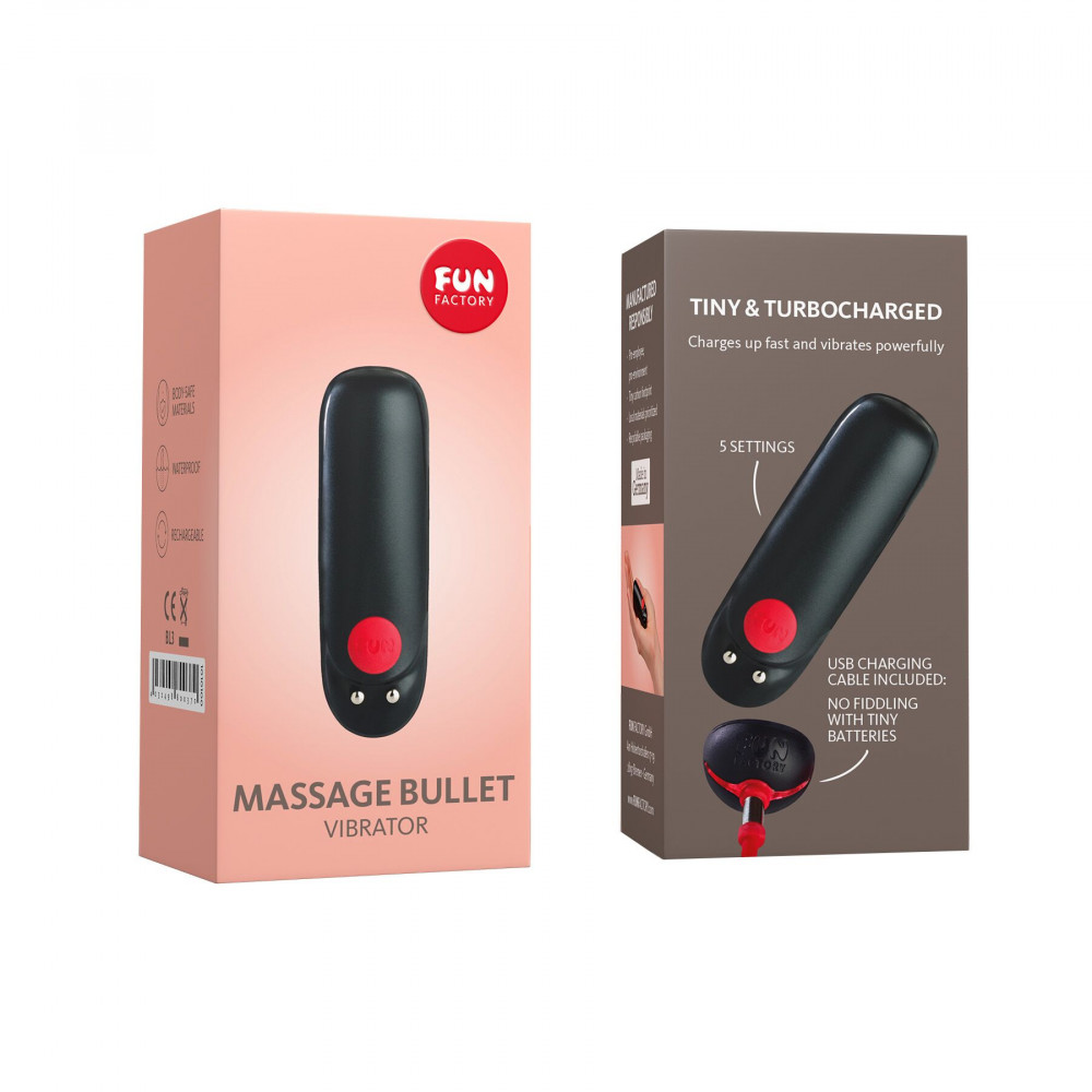 Вибропули и мини-вибраторы - Вибропуля Fun Factory Massage BULLET, черная, диаметр 2,5 см, 3 скорости, 3 рисунка вибрации 4