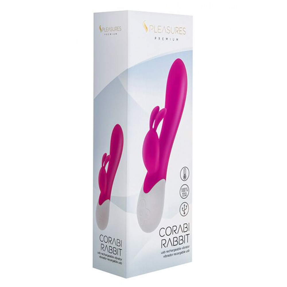 Вибратор-кролик - Вибратор-кролик S Pleasures Premium Corabi Rabbit, розовый, ушки для клитора, 16 режимов, нагрев 2