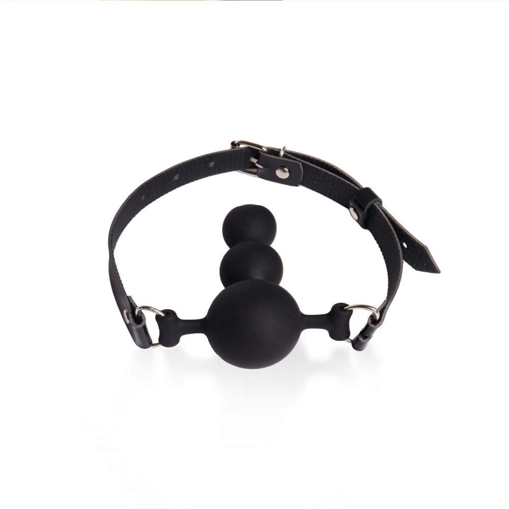 Пов'язки на очі, кляпи, затискачі - Кляп силіконовий Art of Sex - Balls, екошкіра, чорний