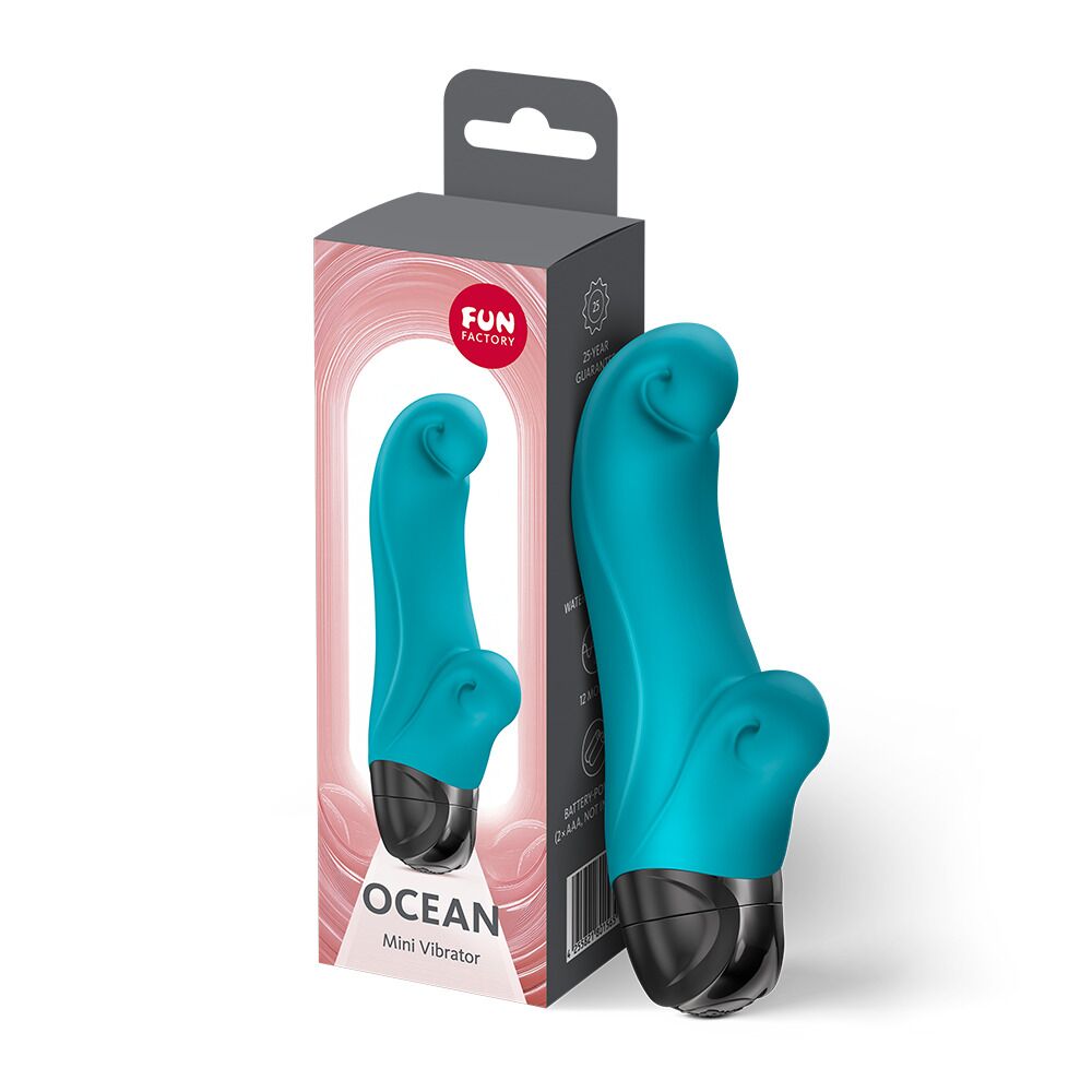 Вибратор-кролик - Вибратор-кролик Fun Factory OCEAN Aquamarine, для клитора и точки G, 6 режимов, на батарейках 5