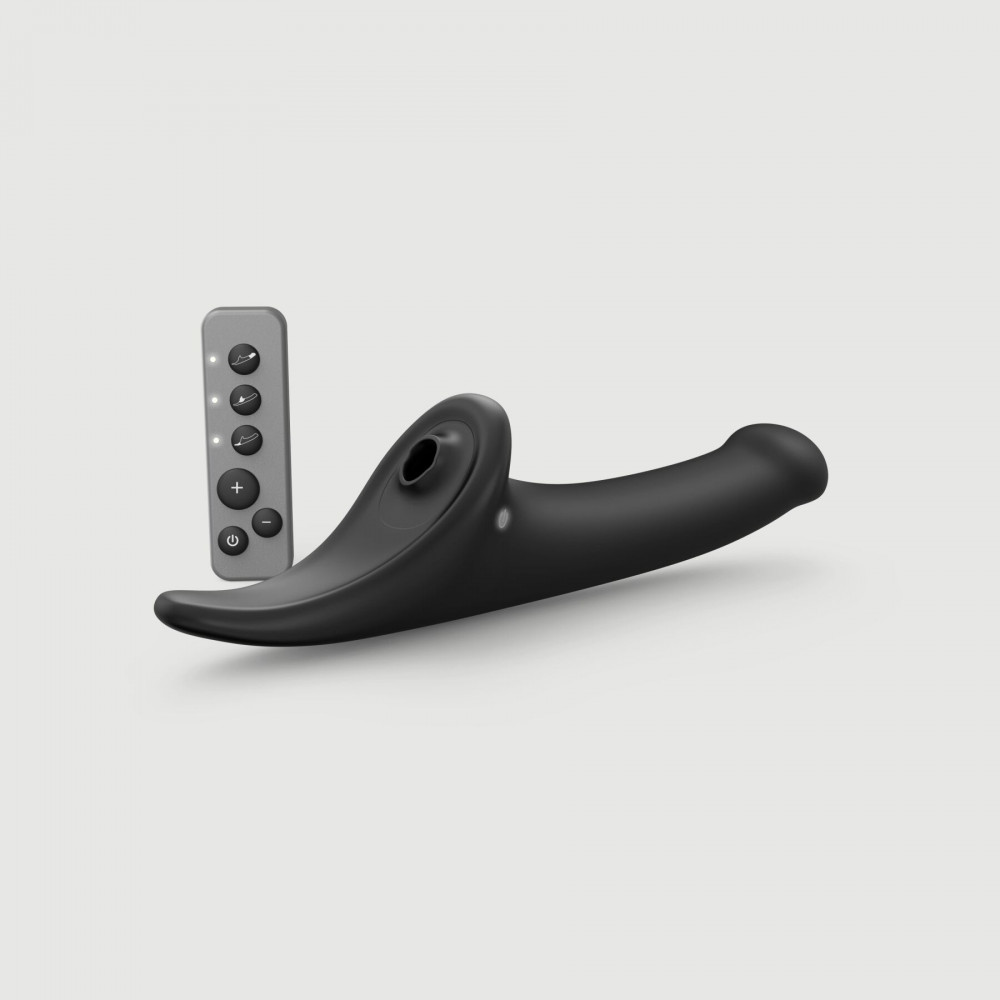 Страпоны - Вибронасадка для страпона с вакуумной стимуляцией Strap-On-Me Multi Orgasm Dildo M Black