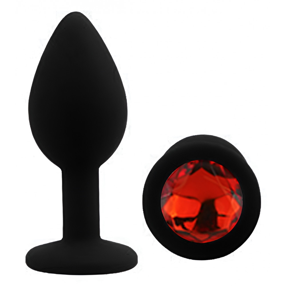 Анальные игрушки без вибрации - Силиконовая анальная пробка EGZO - Silicone Black Round Plug Red, size S 3