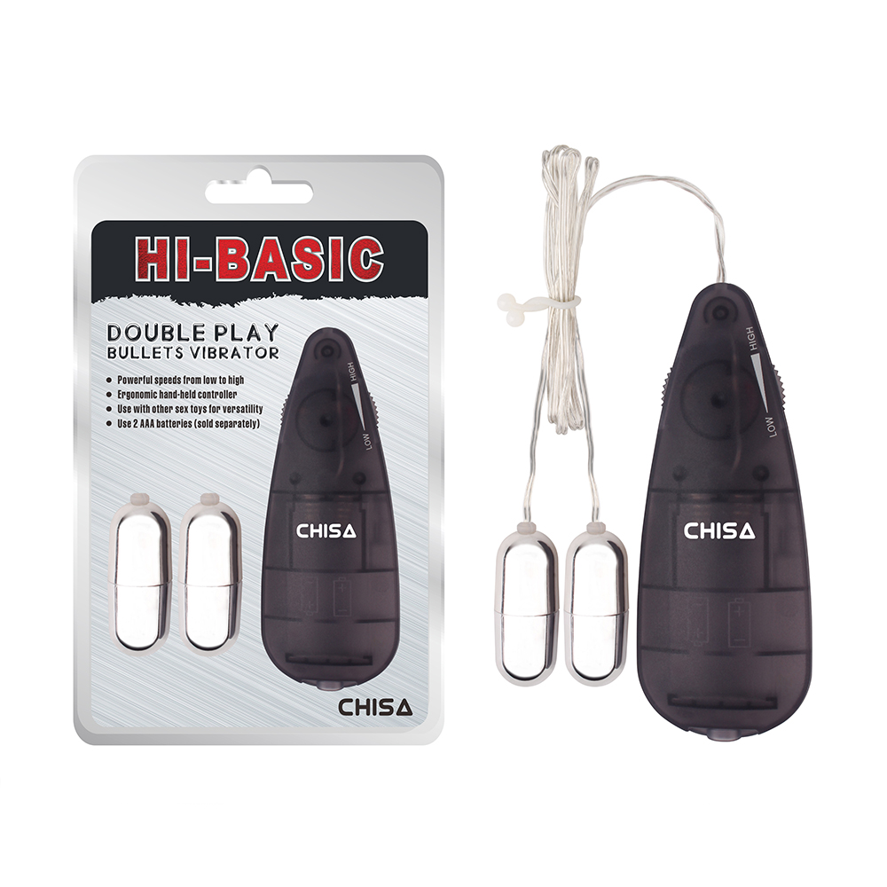 Разное - Вибропули серебристые Chisa Hi-Basic Double Play Bullets Vibrator с черным пультом управления