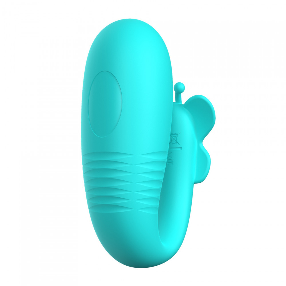 Игрушки для пар - Вибратор для пар Pretty Love Remi с фрикциями, с пультом, голубой, 9.6 х 3.4 см 4