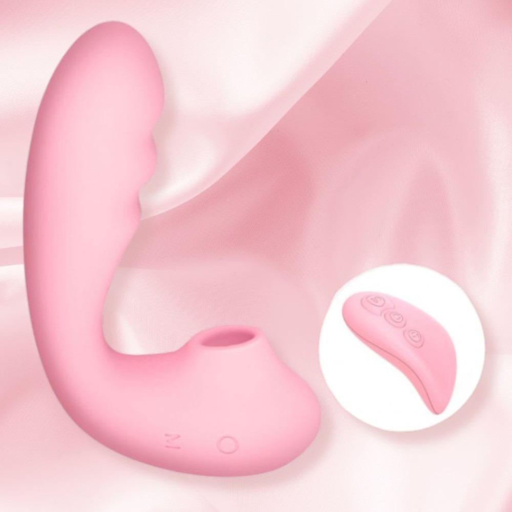 Різне - Вібратор вакуумний з подвійною стимуляцією BeYourLover Tara X на пульті керування, рожевий 5