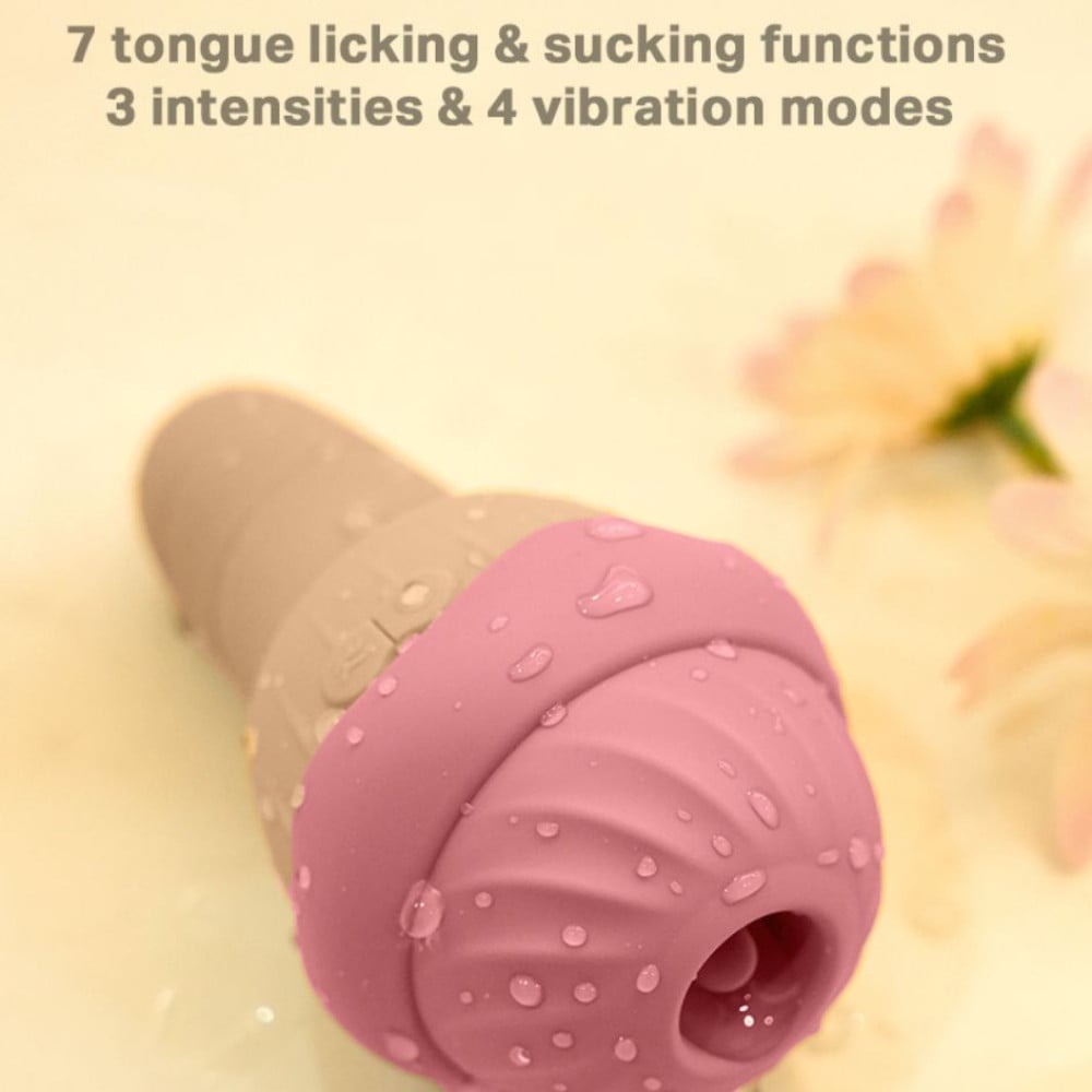 Різне - Вібратор та вакуумний стимулятор з язичком Sweet Em 0067F у формі морозива 5